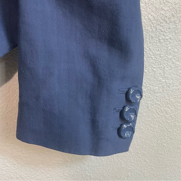 Tibi Cropped Linen Coastal Blue Blazer Jacket Size: 10 (Large) - Picture 8 of 12